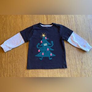 Gymboree Christmas Tree Scary Monster Holiday Shop Shirt Boy 18-24 months